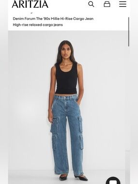 Aritzia Denim Forum The '90s Millie Hi-Rise Cargo Jean Size 25